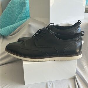 No. 6 Finley Men's Black Leather Oxfords with Cream Sole